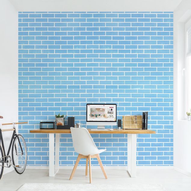 Carta parati adesiva Pastel Blue Brick Wall