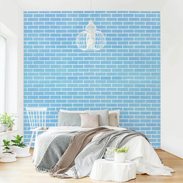 Carta da parati mattoncini Pastel Blue Brick Wall