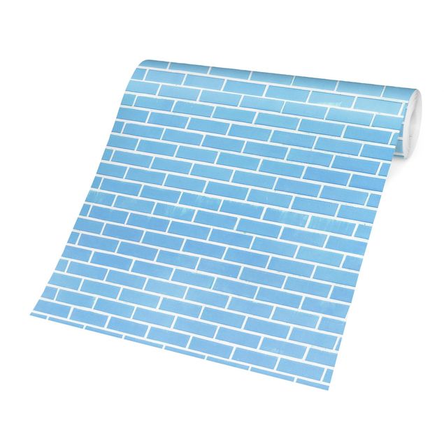 Carta da parati moderne Pastel Blue Brick Wall