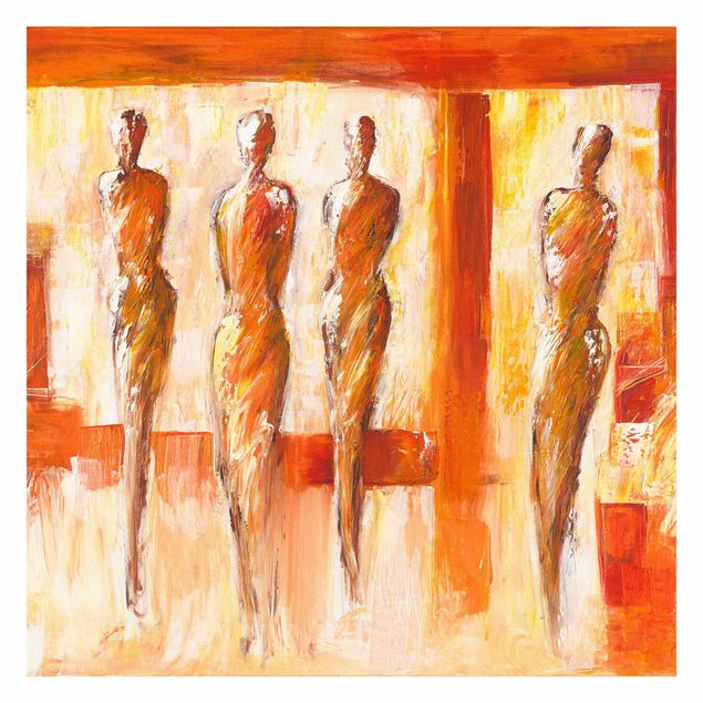 Fotomurale Quattro figure in arancione