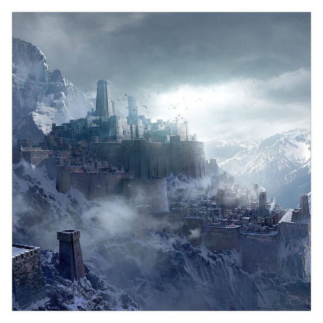 Carte da parati città Fantasy Fortress In The Mountains