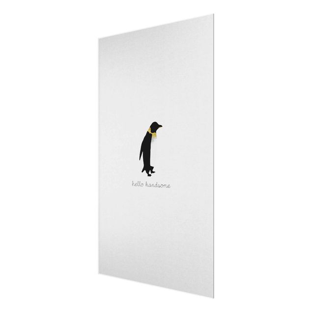 Quadro in vetro - Citazione pinguino Hello Handsome