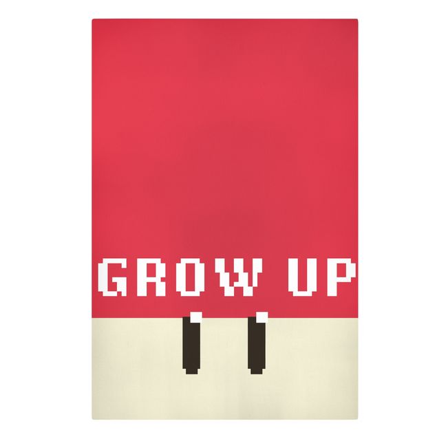 Stampe Frase in pixel Grow Up in rosso