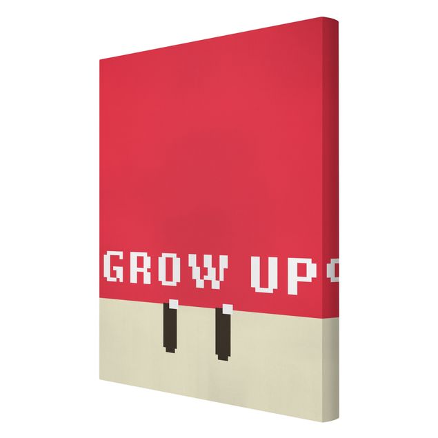 Stampe su tela Frase in pixel Grow Up in rosso