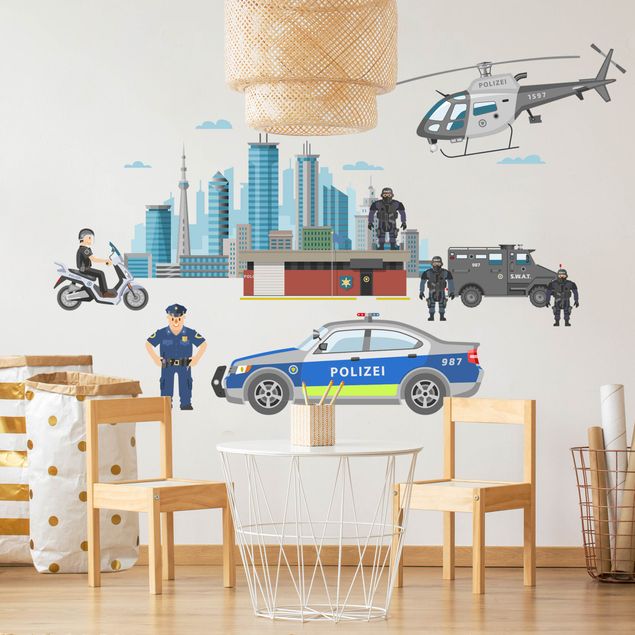 Adesivo murale - Set di auto della polizia e della polizia