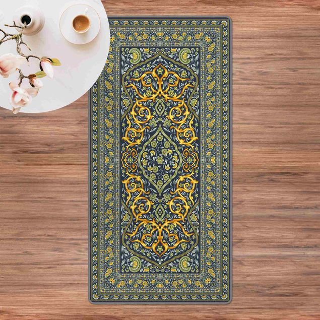 tappeti con fiori Splendido tappeto ornamentale verde