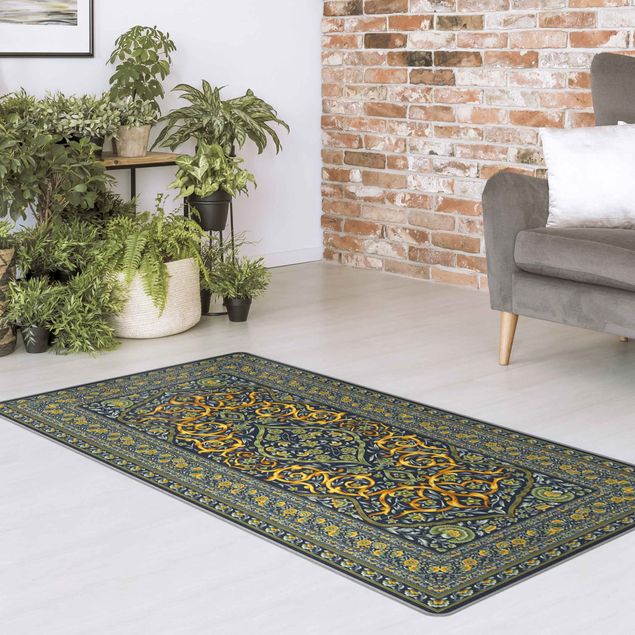 tappeto tipo persiano Splendido tappeto ornamentale verde