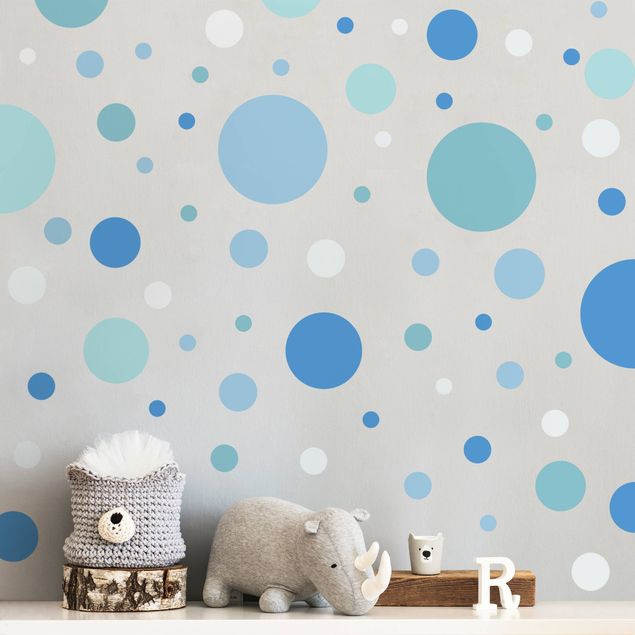 Disegni adesivi per pareti Punti coriandoli blu grigio set petrolio