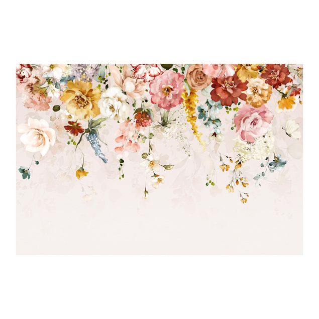 Carta da parati a fiori Fiori rampicanti acquerello vintage