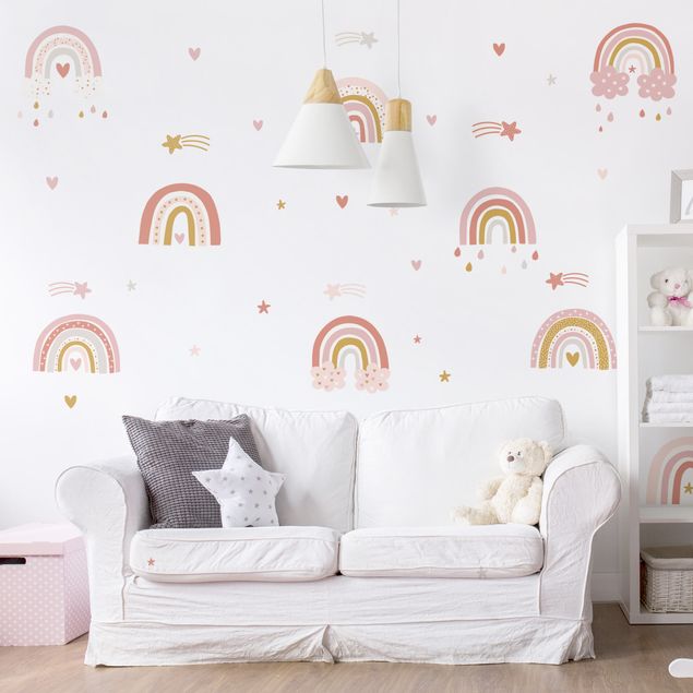 Stickers murali spazio Set di arcobaleni sfumature di rosa
