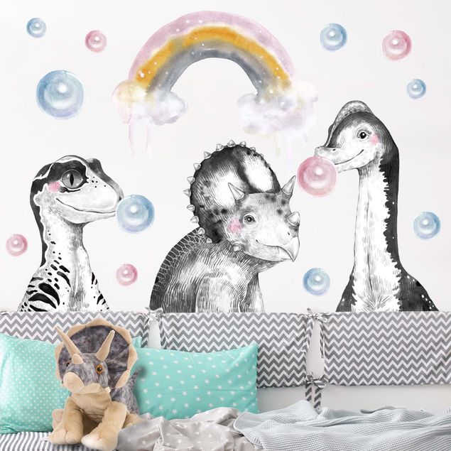 Decorazioni cameretta Set di dinosauri arcobaleno