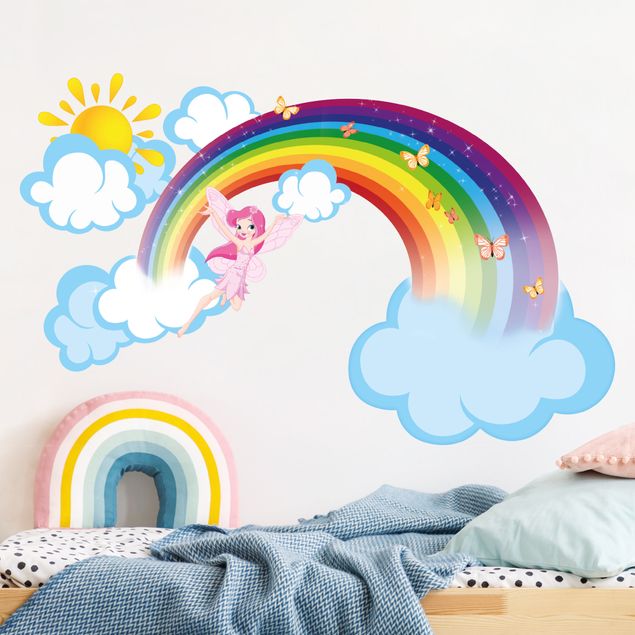 Adesivi murali decorativi Arcobaleno e Nuvole multicolore