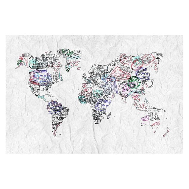 Carta da parati online Timbro per passaporto mappa del mondo