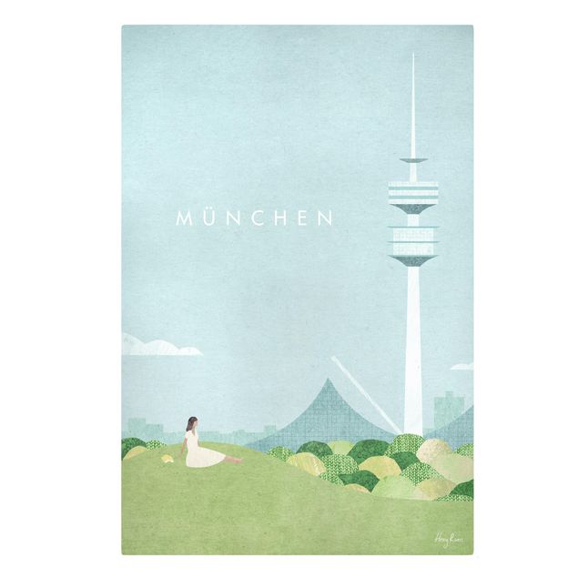 Quadro moderno blu Poster di viaggio - Monaco di Baviera