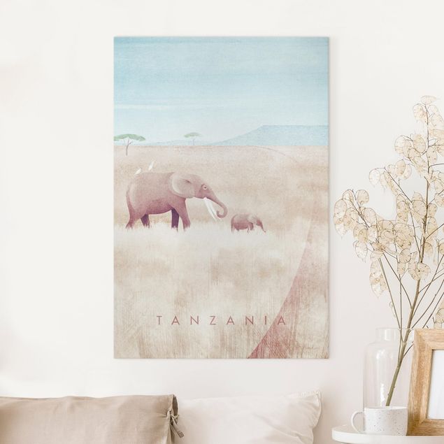 Quadri su tela con elefanti Poster di viaggio - Tanzania