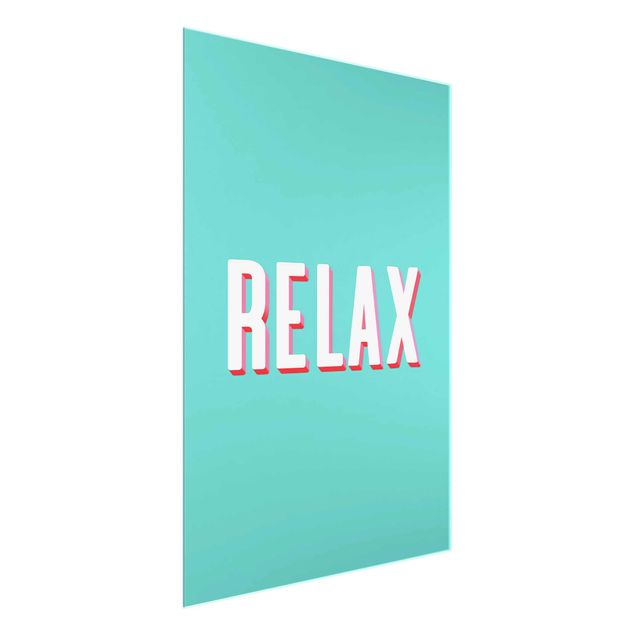 Quadro moderno blu Relax - Tipografia su sfondo blu
