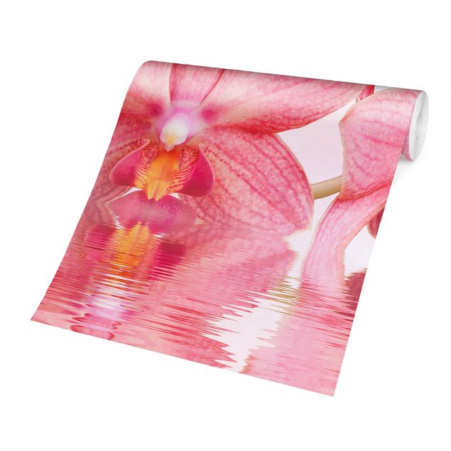 Carte da parati floreali Orchidea rosa chiaro sull'acqua