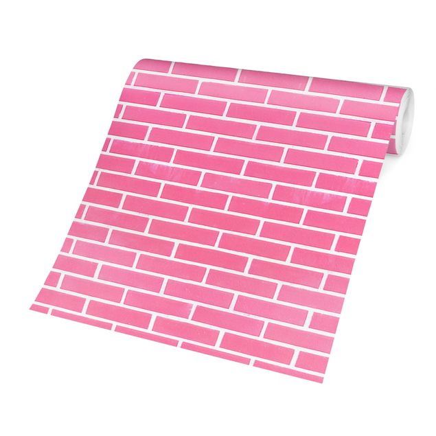 Carta da parati moderne Pink Brick Wall