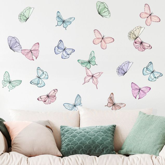 Decorazioni cameretta Set farfalle acquerello pastello