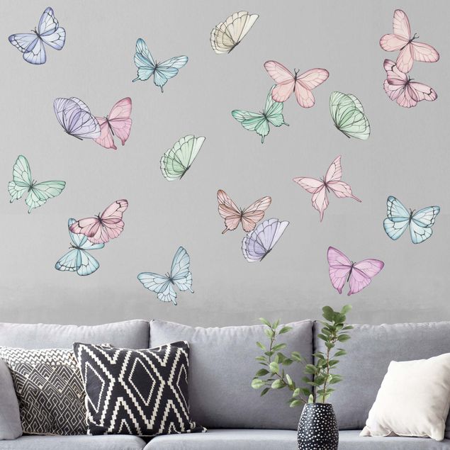 Adesivi murali farfalle Set farfalle acquerello pastello
