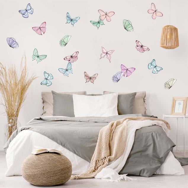 Adesivi murali Set farfalle acquerello pastello
