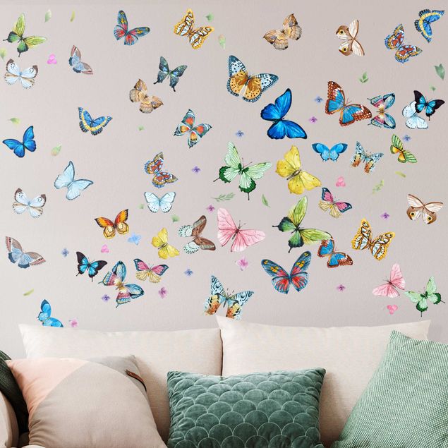 Farfalle adesivi murali Set farfalle acquerello XXL