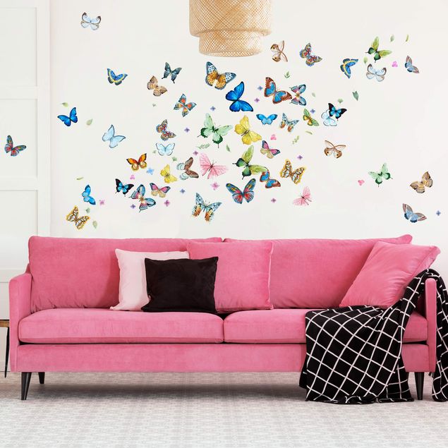 Adesivi murali con animali Set farfalle acquerello XXL