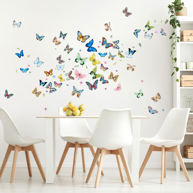 Adesivi da parete Set farfalle acquerello XXL