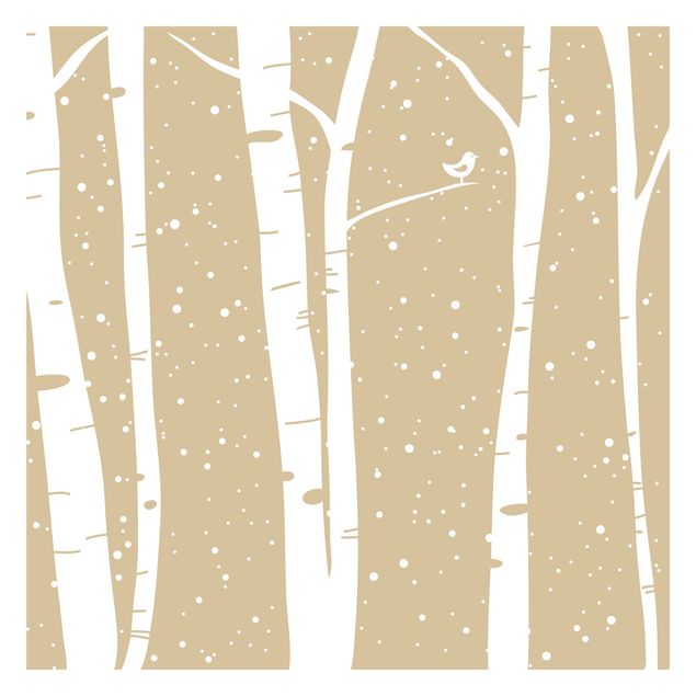 Carte da parati paesaggio Concerto di neve tra le betulle