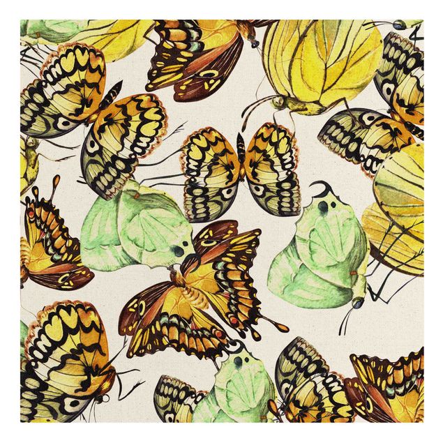 Quadro disegni Sciame di farfalle gialle