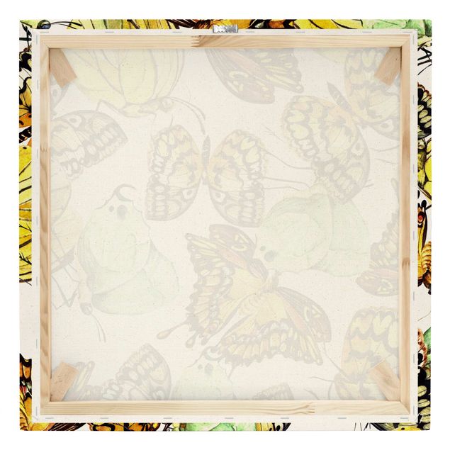 Stampe su tela Sciame di farfalle gialle