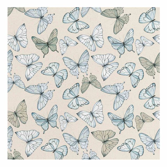 Quadro disegni Sciame di farfalle blu delicato