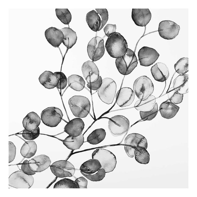 Quadri Acquerello di ramoscelli di eucalipto in bianco e nero