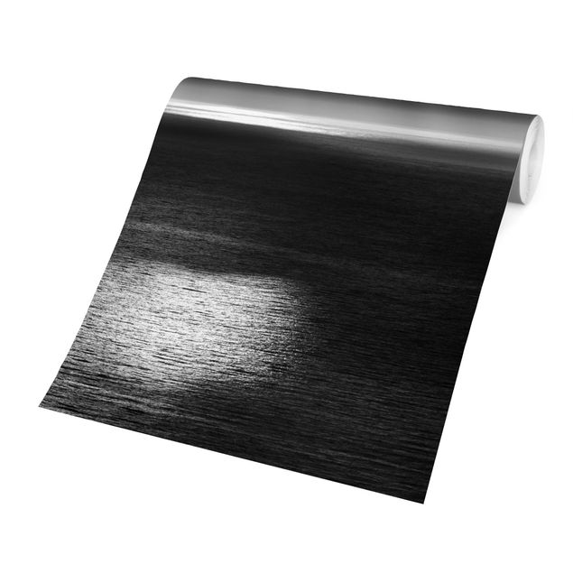 Carta da parati moderna Raggi di sole sul mare in bianco e nero