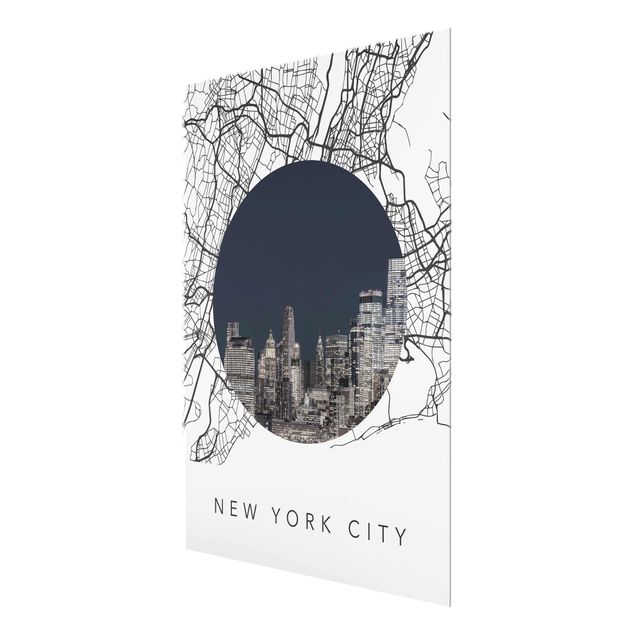 Quadro blu Collage di mappe di New York