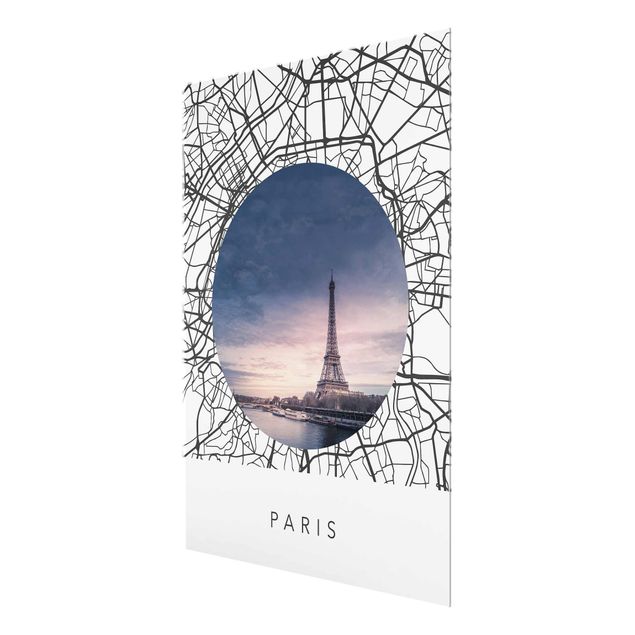 Quadro blu Collage di mappe di Parigi