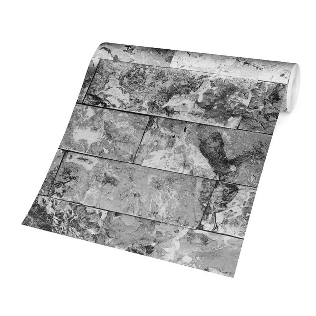 Carte da parati 3d Muro di pietra in marmo naturale grigio