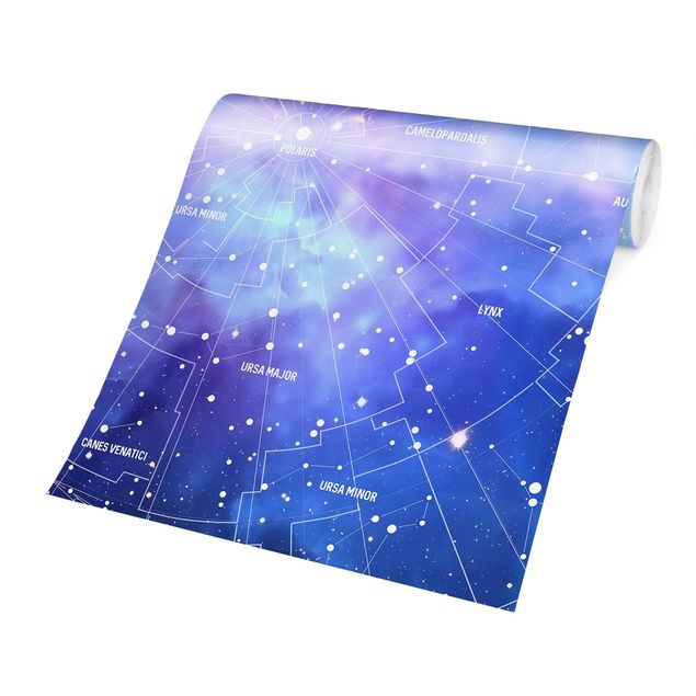 Carte da parati blu Carta stellare delle costellazioni Stelar