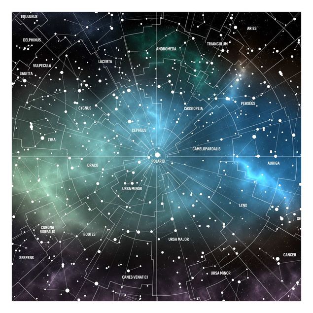 Carta da parati Mappa delle costellazioni stellari Nebulosa galattica