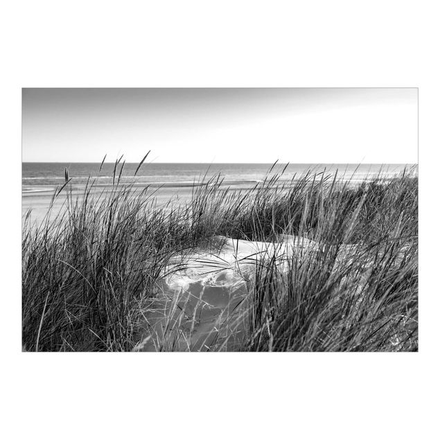 Carta da parati moderne Duna di spiaggia sul mare in bianco e nero