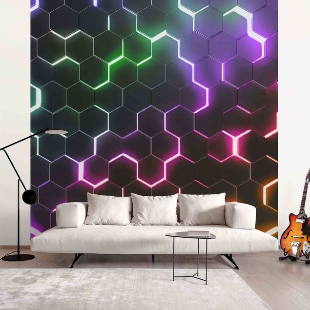 Decorazioni camera neonato Hexagonal Pattern With Neon Light