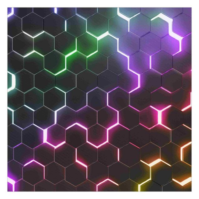 Carta da parati con disegni Hexagonal Pattern With Neon Light