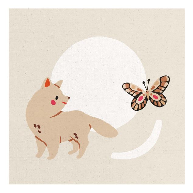 Quadri di farfalle Dolce Animale - Gatto e farfalla
