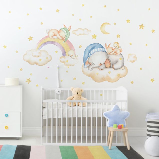 Adesivi murali con animali Set di stelle nuvole sogni d'oro