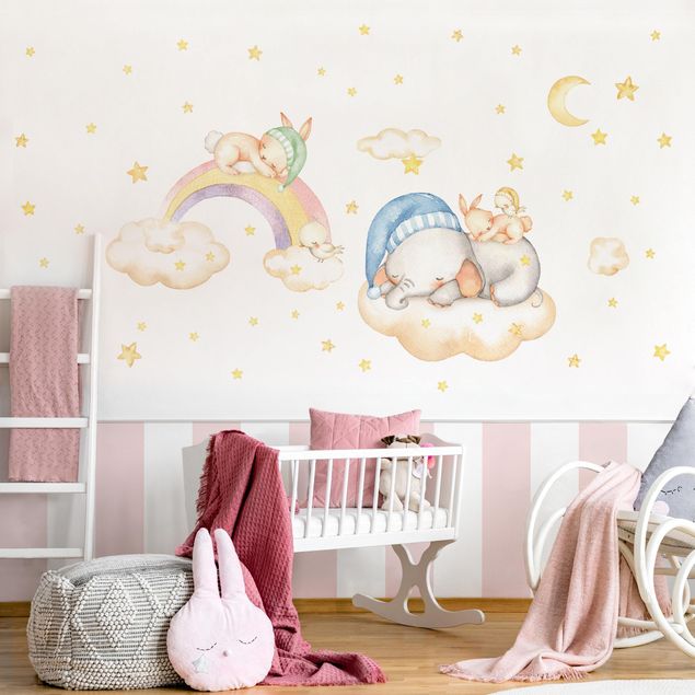 Arcobaleno adesivo muro Set di stelle nuvole sogni d'oro