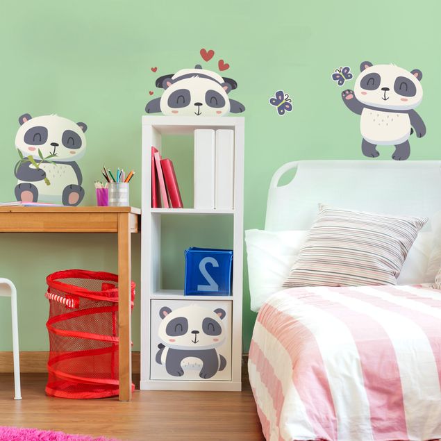 Stickers murali animali Set orso panda dolce