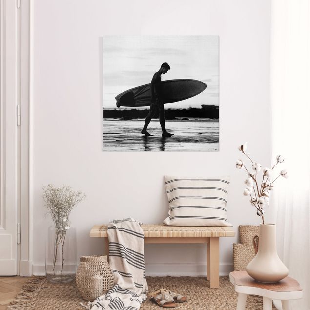 Quadri mare Ragazzo surfista in ombra di profilo