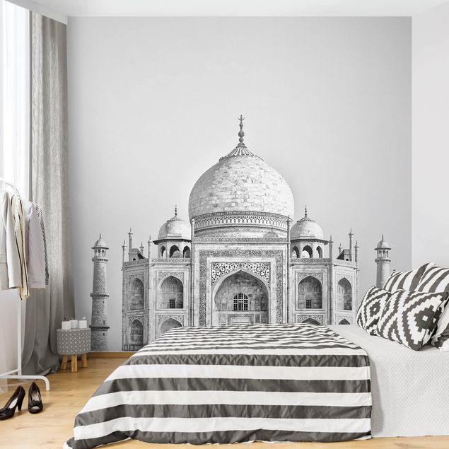 Carta da parati moderna Taj Mahal in grigio