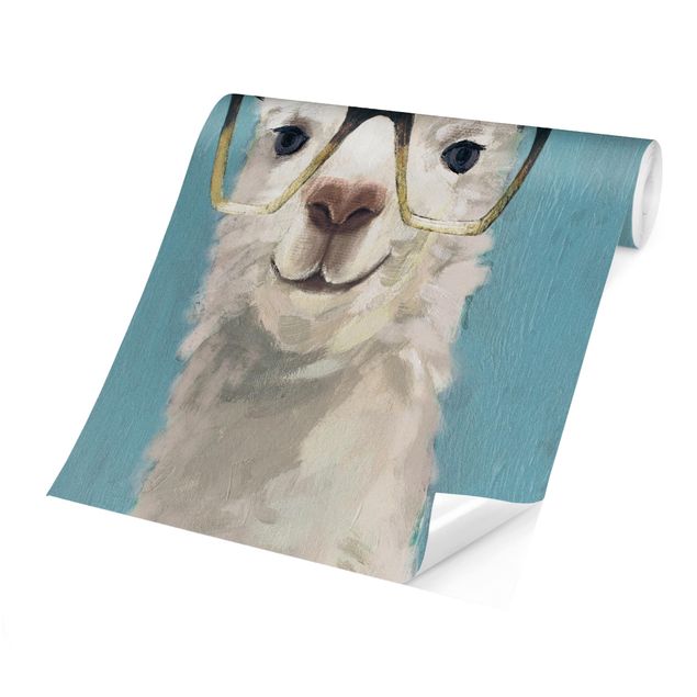 Carta da parati con animali Lama con occhiali IV