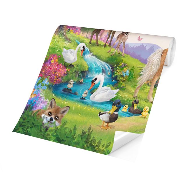 Carte da parati moderne Animal Club International - Foresta magica con unicorno